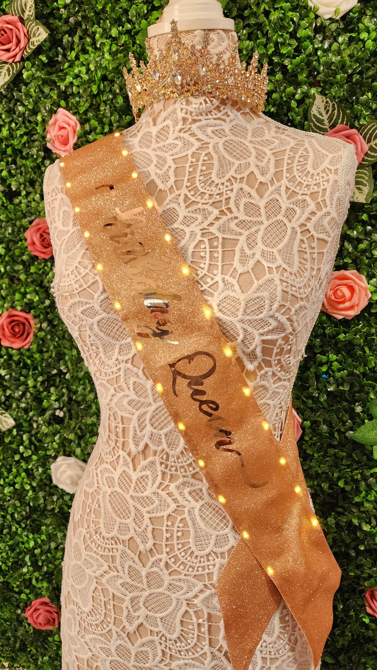 "Birthday Queen" Light-Up Sash | Rose Gold