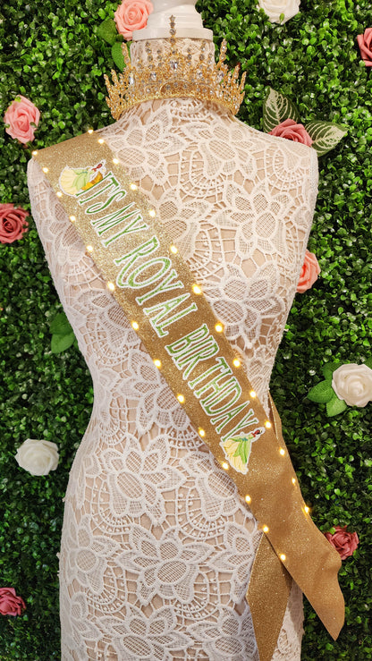 Beignet Princess Light Up Birthday Sash | Light Up Birthday Celebration LED Party Accessory