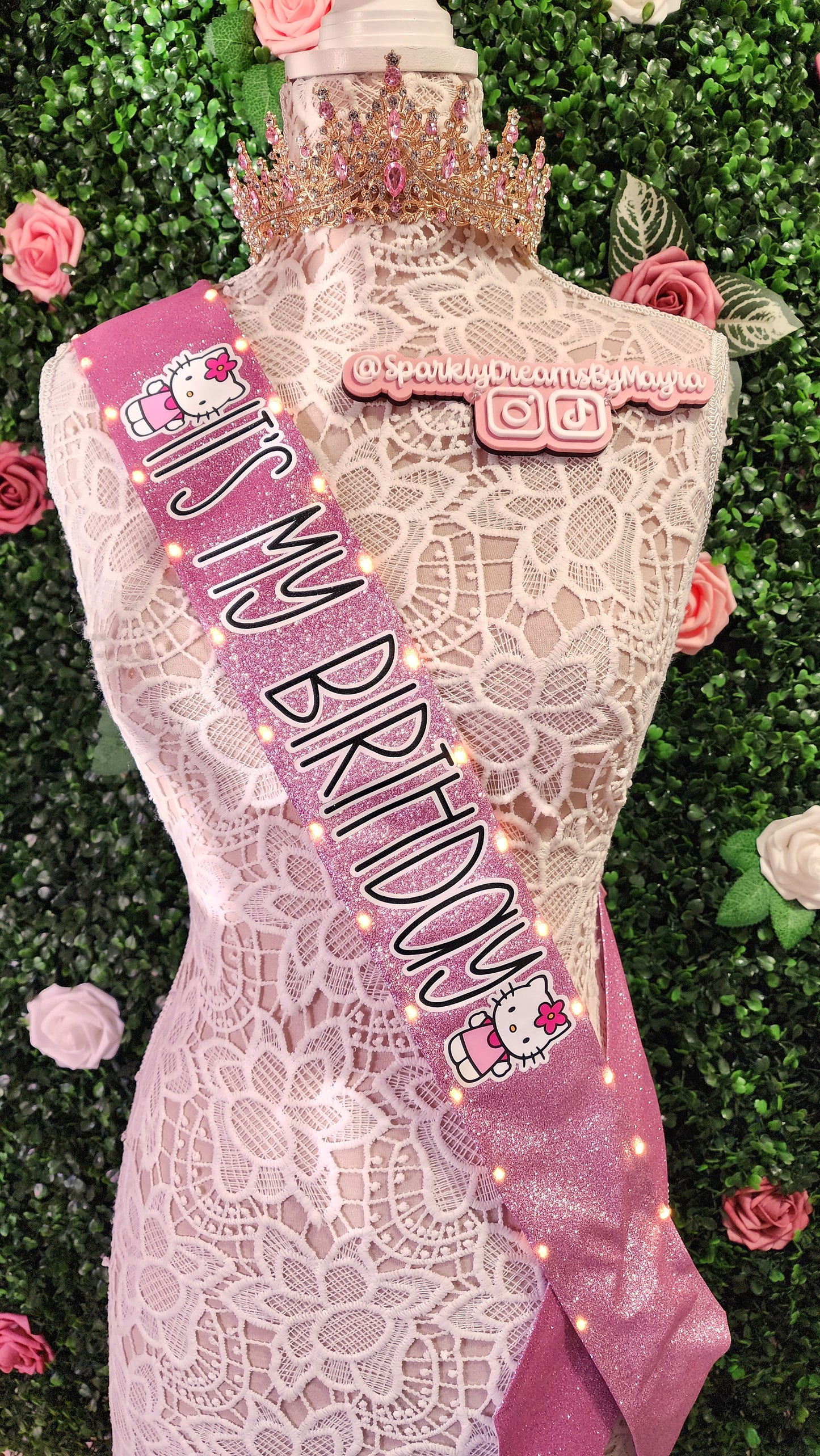 Friendly Kitty Light-Up Birthday Sash | Light Up Birthday Celebration LED Party Accessory