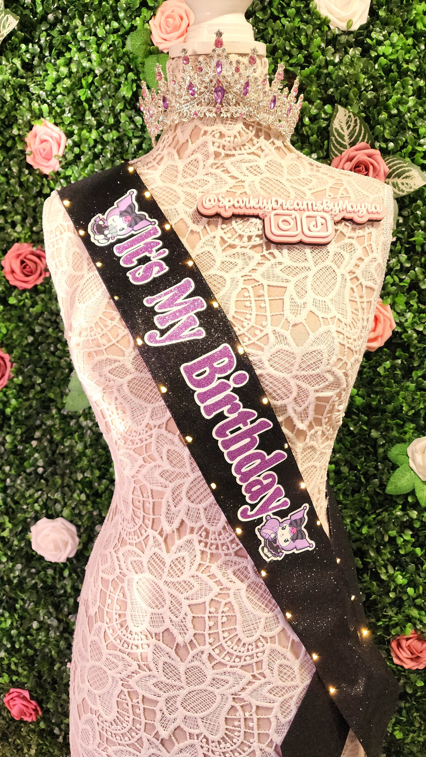 Mischievous Kitty Light-Up Birthday Sash | Light Up Birthday Celebration LED Party Accessory