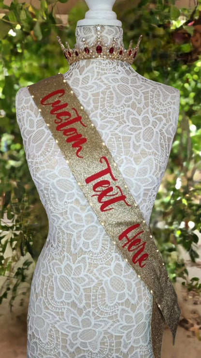 Custom Light-Up Sash with Boa Trim