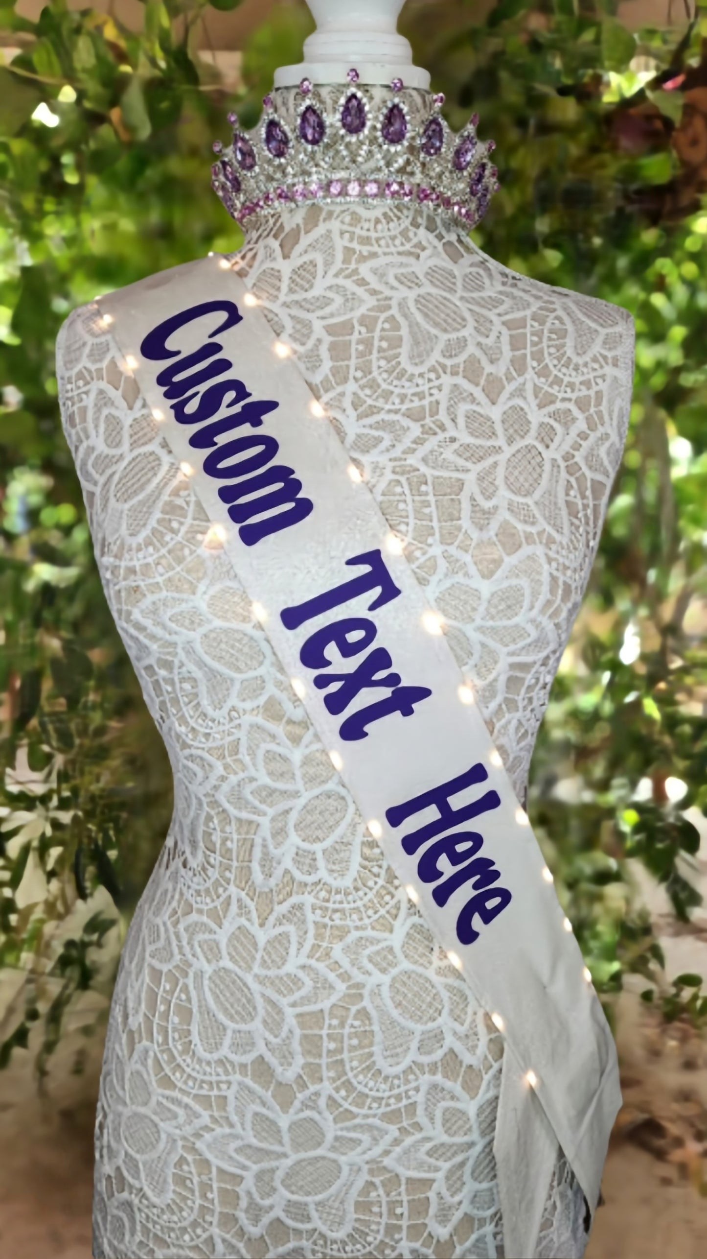 Custom Light-Up Sash with Boa Trim