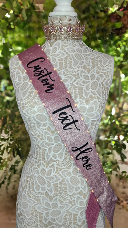 Custom Light-Up Sash with Boa Trim