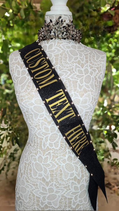 Custom Light-Up Sash with Boa Trim