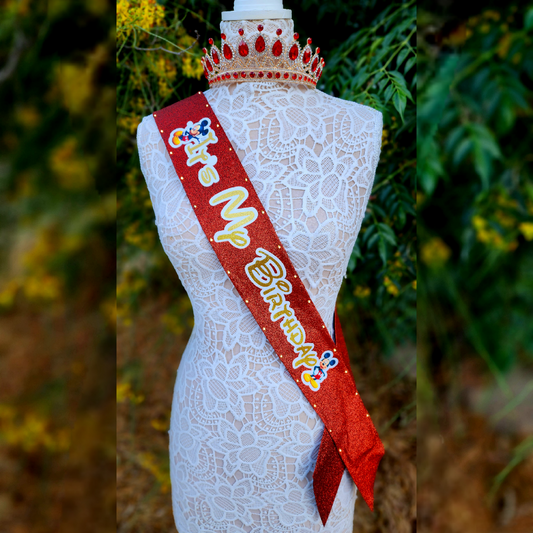 Boy Mouse Light Up Birthday Sash | Light Up Birthday Celebration LED Party Accessory