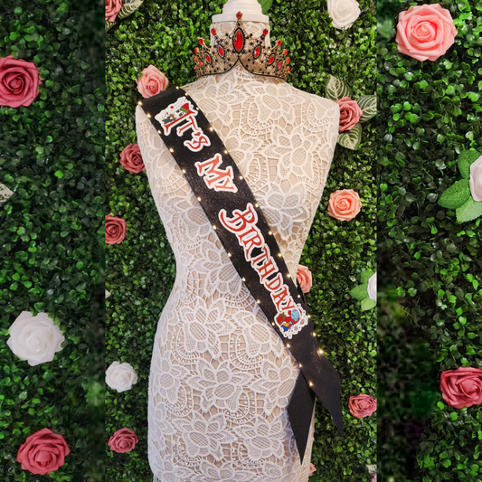 NBC Xmas Light Up Birthday Sash | Birthday Party Sash, Christmas Birthday Accessory