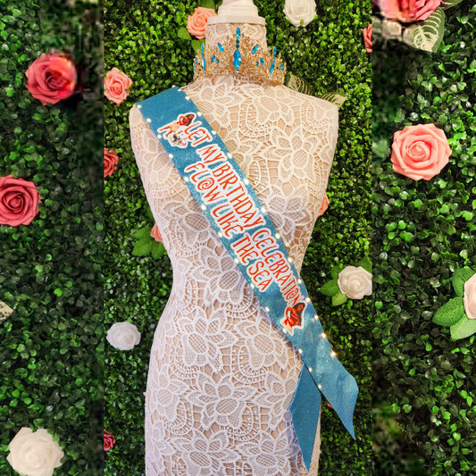 Ocean Princess Light-Up Birthday Sash | Light Up Birthday Celebration LED Party Accessory