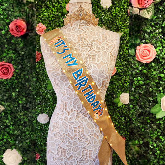 Native American Princess Light-Up Birthday Sash | Light Up Birthday Celebration LED Party Accessory