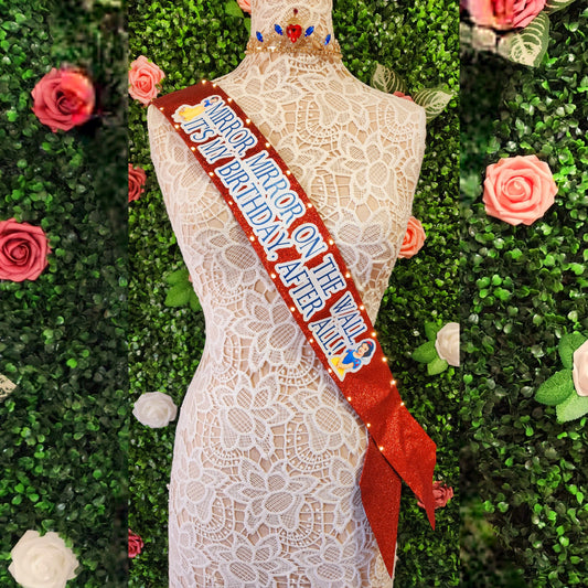 Forbidden Apple Princess Light-Up Birthday Sash | Light Up Birthday Celebration LED Party Accessory
