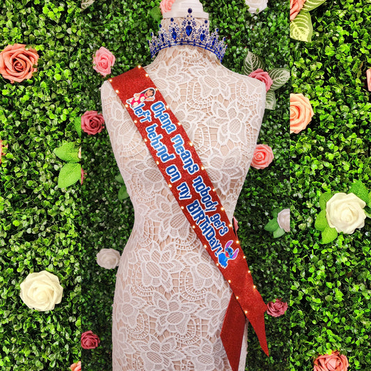 Ohana Light-Up Birthday Sash | Light Up Birthday Celebration LED Party Accessory