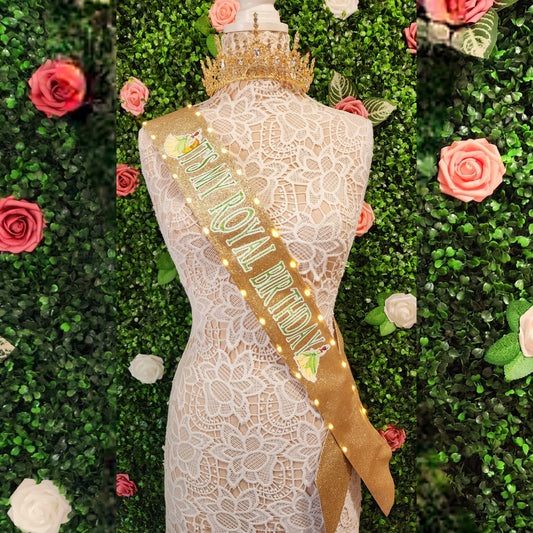 Beignet Princess Light Up Birthday Sash | Light Up Birthday Celebration LED Party Accessory