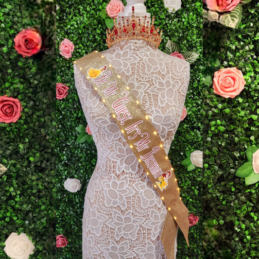 Enchanted Rose Princess Light Up Birthday Sash | Light Up Birthday Celebration LED Party Accessory
