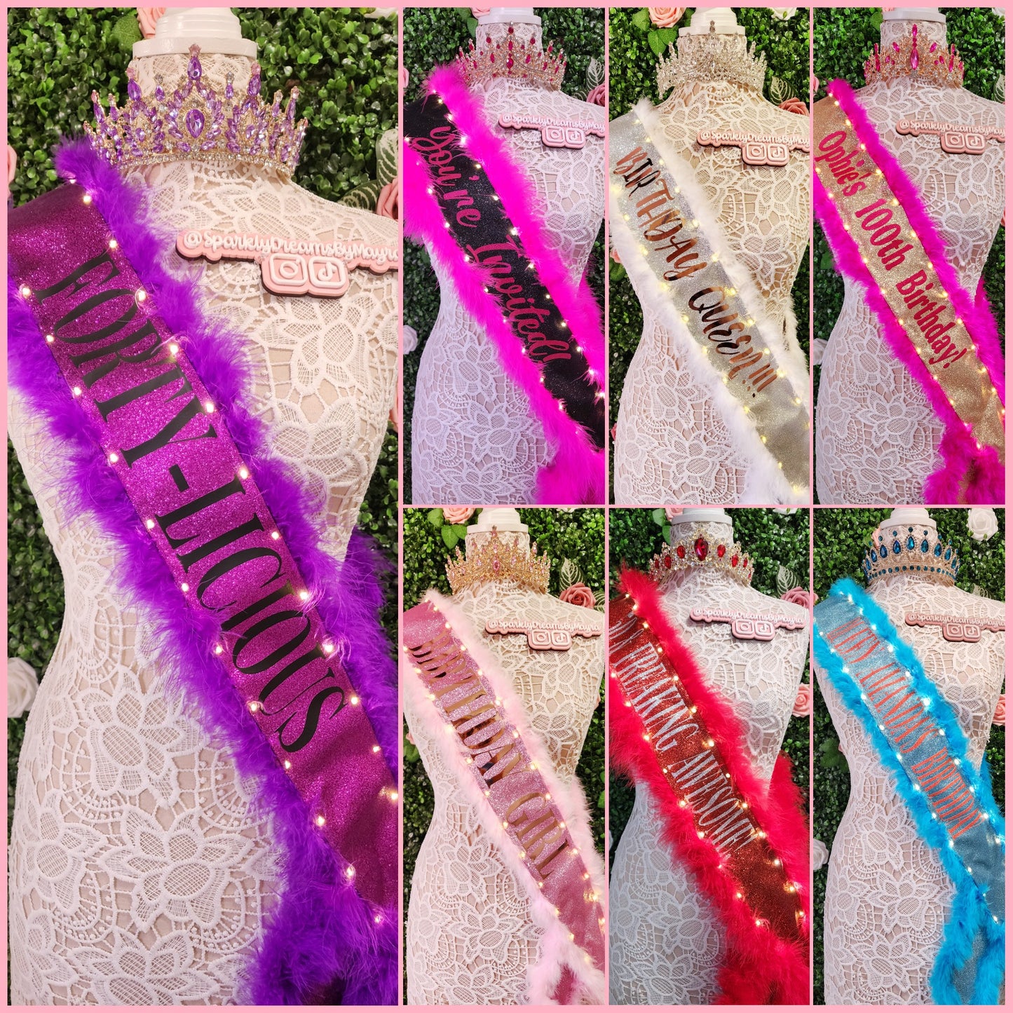 Custom Light-Up Sash with Boa Trim