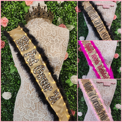 Custom Light-Up Sash with Boa Trim