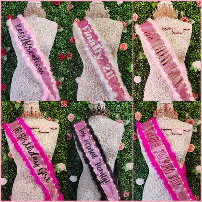 Custom Light-Up Sash with Boa Trim