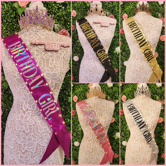 BIRTHDAY GIRL Light Up Birthday Sash | Light Up Birthday Celebration LED Party Accessory