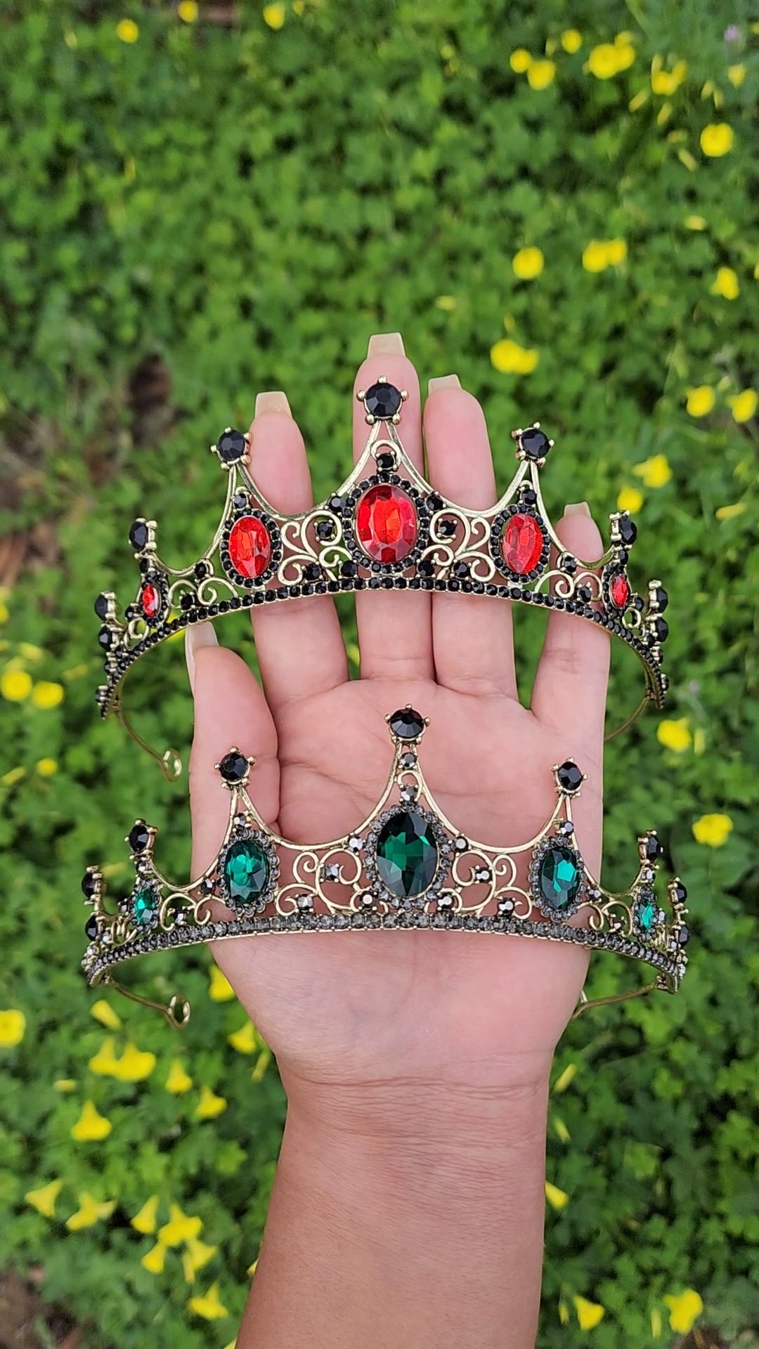 Bronze Tiara with Black & Red Rhinestones (210)