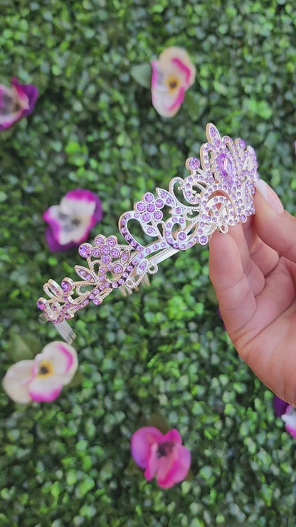 Kid's Silver Tiara with Lilac Rhinestones (216)