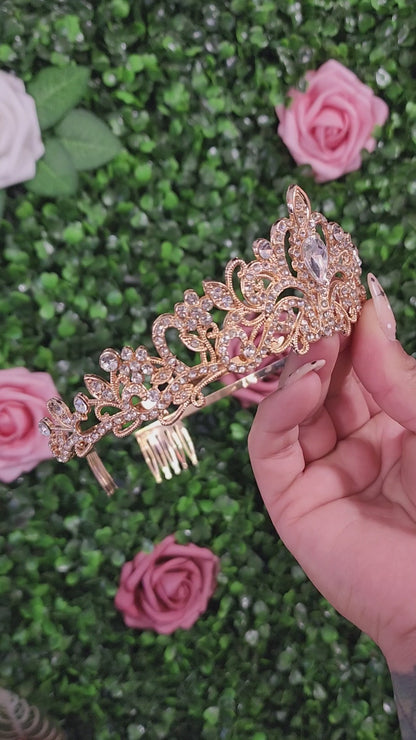 Kid's Rose Gold Tiara with Silver Rhinestones (147)