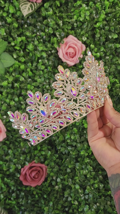 Silver Tiara with Iridescent & Silver Rhinestones (193)