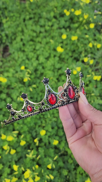 Bronze Tiara with Black & Red Rhinestones (210)