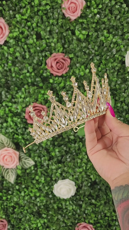 Gold Tiara with Silver Rhinestones (269)