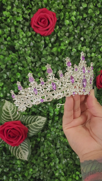 Silver Tiara with Silver & Lilac Rhinestones (115)