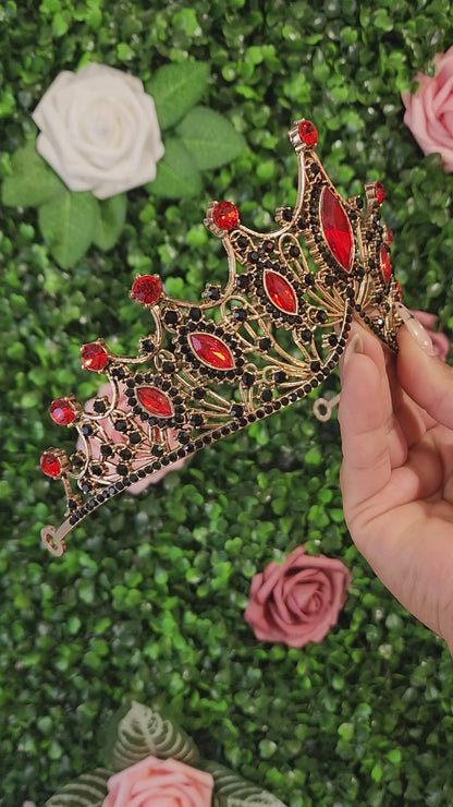 Bronze Tiara with Black & Red Rhinestones (179)