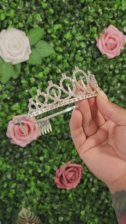 Kid's Silver Tiara with Silver Rhinestones (123)