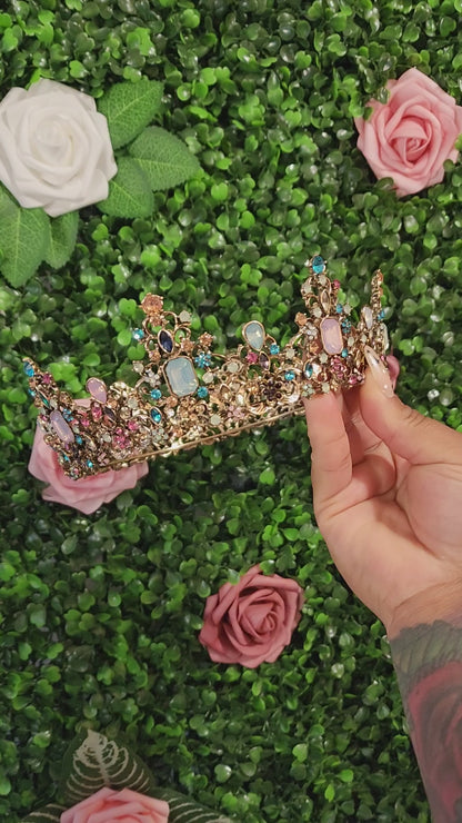 Bronze Crown with Multicolored Rhinestones (151)