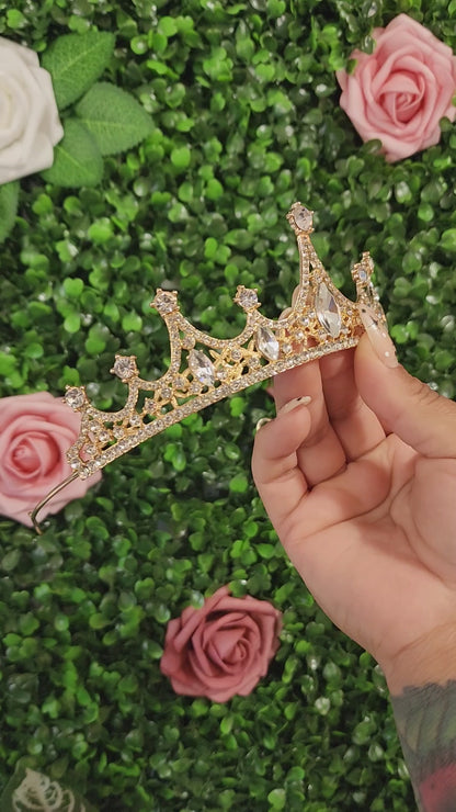 Gold Tiara with Silver Rhinestones (74)