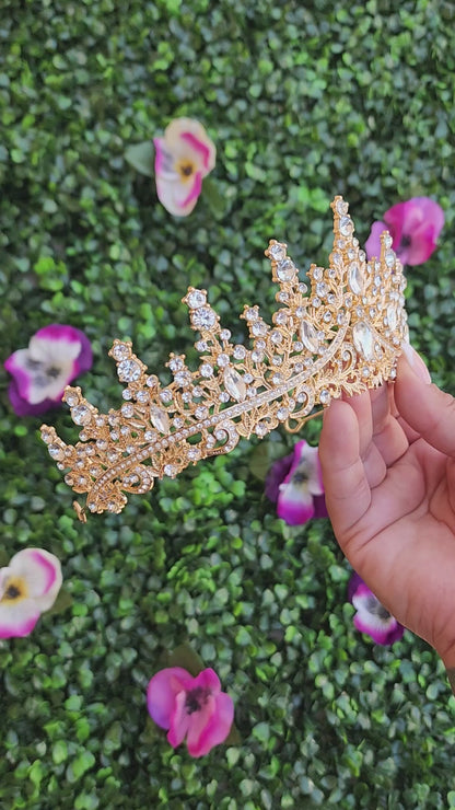 Gold Tiara with Silver Rhinestones (50)