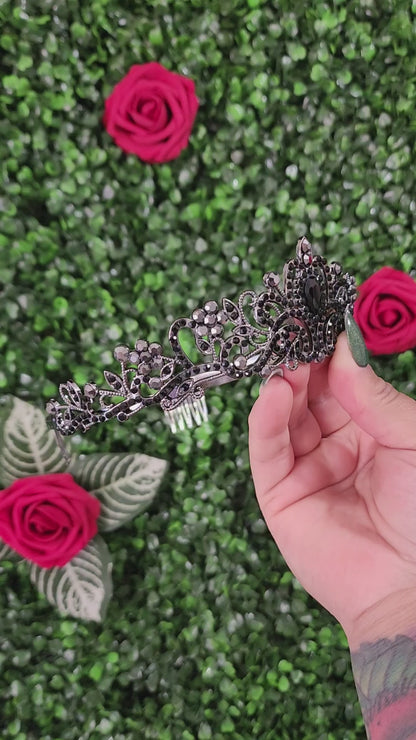 Kid's Black Tiara with Black Rhinestones (244)