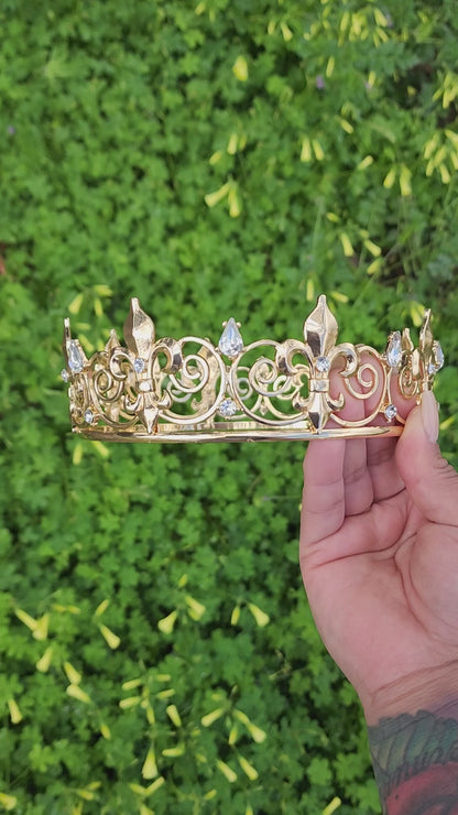 Unisex Gold Crown with Silver Rhinestones (152)