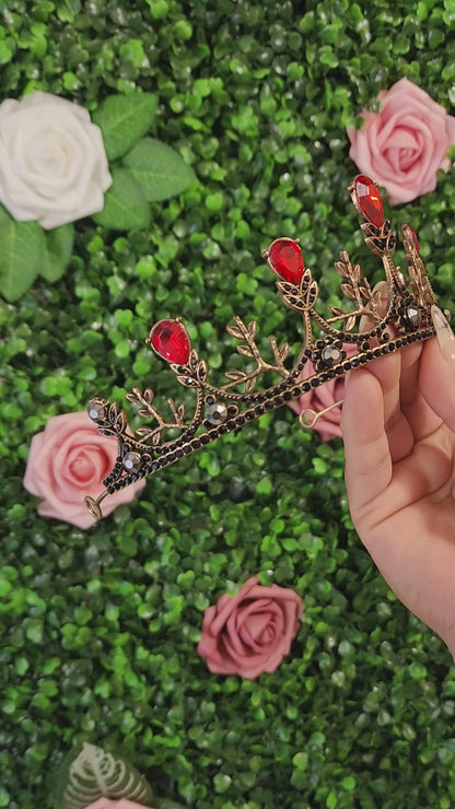 Bronze Tiara with Black & Red Rhinestones (158)