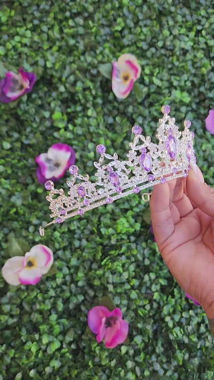 Silver Tiara with Silver & Lilac Rhinestones (105)