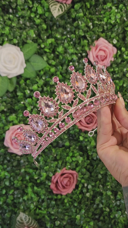 Silver Tiara with Pink Rhinestones (160)