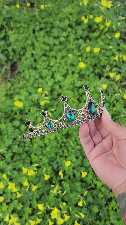 Bronze Tiara with Black & Green Rhinestones (70)