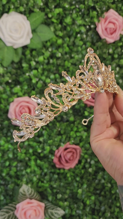 Gold Tiara with Silver Rhinestones (86)