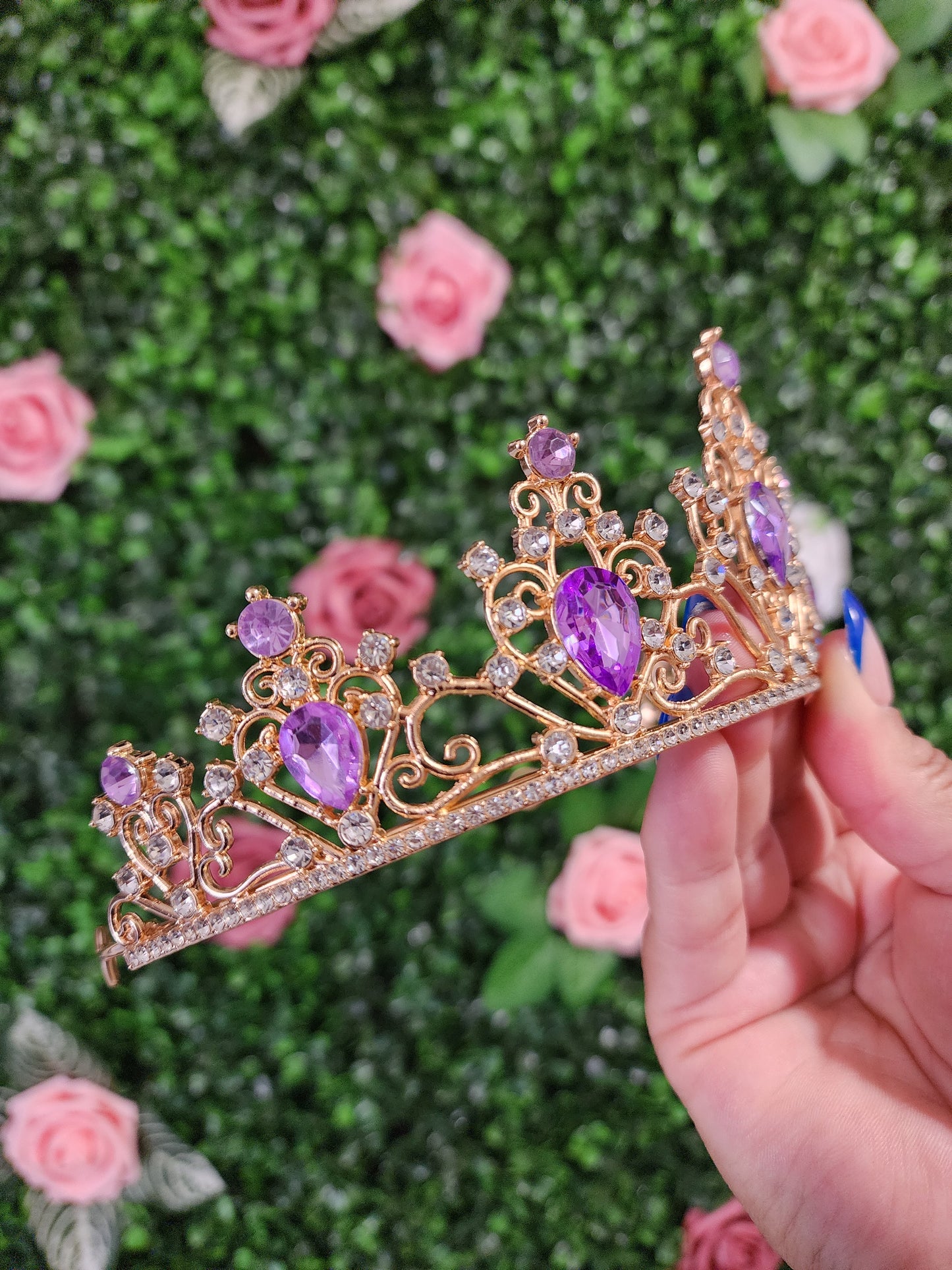 Gold Tiara with Lilac & Silver Rhinestones (277)